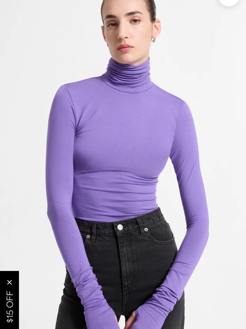 Marcella Eloise Long-Sleeve Purple Turtleneck Top